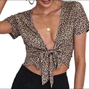 NWOT Leopard print wrap top🤎✨